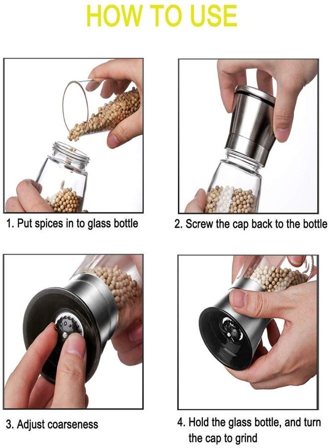 MELANA Salt and Pepper Crusher- Salt and Pepper Shakers with Adjustable Coarseness by Ceramic Rotor - Stainless Steel Pepper Mill Shaker and Salt (Small Salt and Pepper Grinder)(1 pic) - Image 3